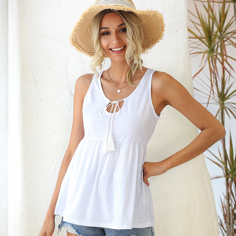 2021 women's summer European and American tassel doll shirt waist vest T-shirt y2k ropa mujer
2021 women's summer European and American tassel doll shirt waist vest T-shirt y2k ropa mujer