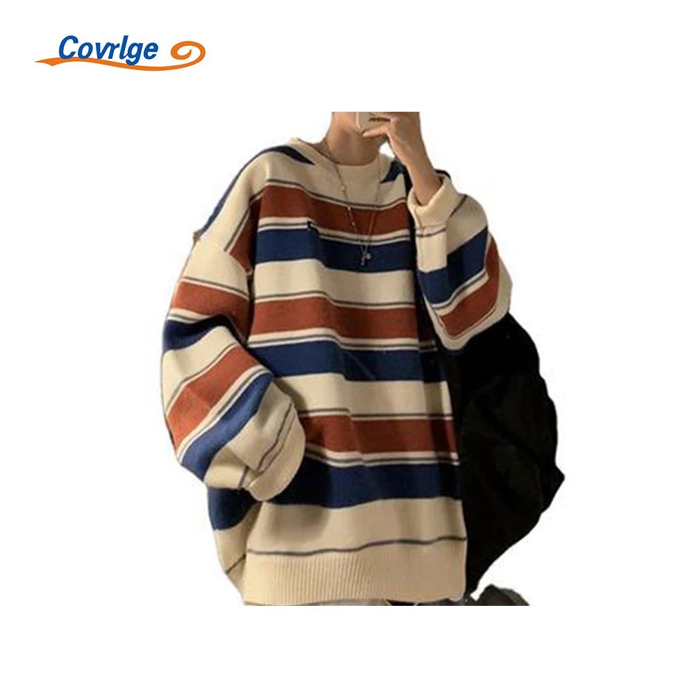 Covrlge Sweater Male Autumn Winter Stripe Original Striped Round Neck Casual All-match Loose Contrast Retro Sweater MZM094 
Covrlge Sweater Male Autumn Winter Stripe Original Striped Round Neck Casual All-match Loose Contrast Retro Sweater MZM094