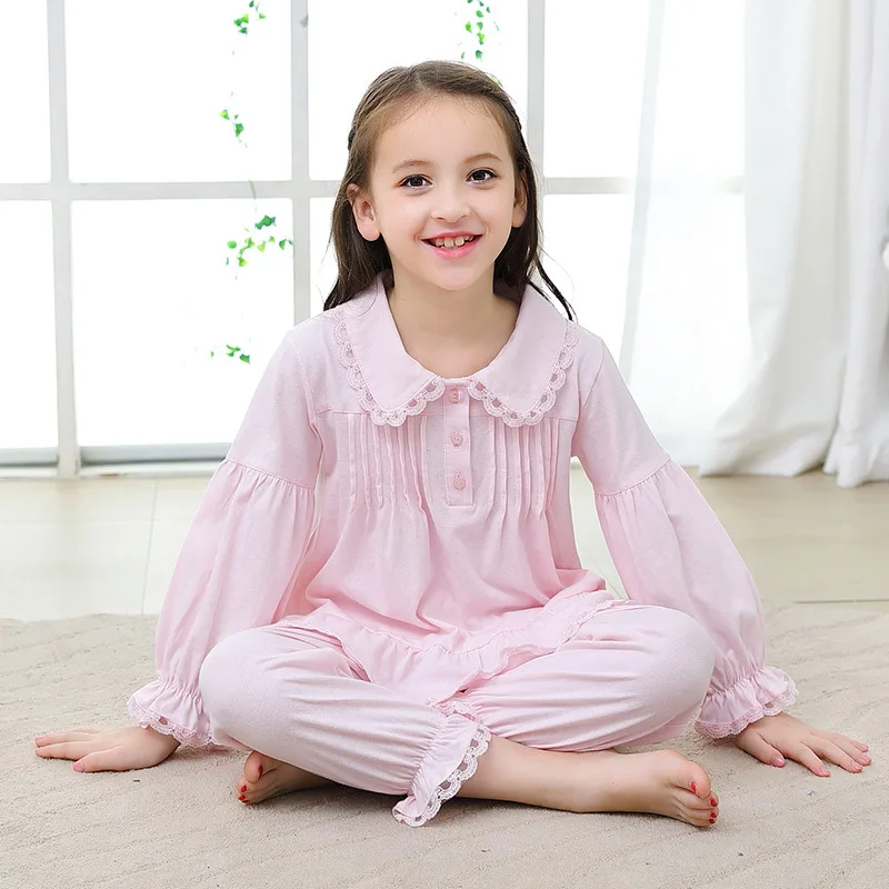 Girl Pajama Set Kids Home Cloth Girls Pyjamas Cotton Long Sleeve Lace Cute For Children Princess Retro Sleepwear Cute Nightwear
Girl Pajama Set Kids Home Cloth Girls Pyjamas Cotton Long Sleeve Lace Cute For Children Princess Retro Sleepwear Cute Nightwear