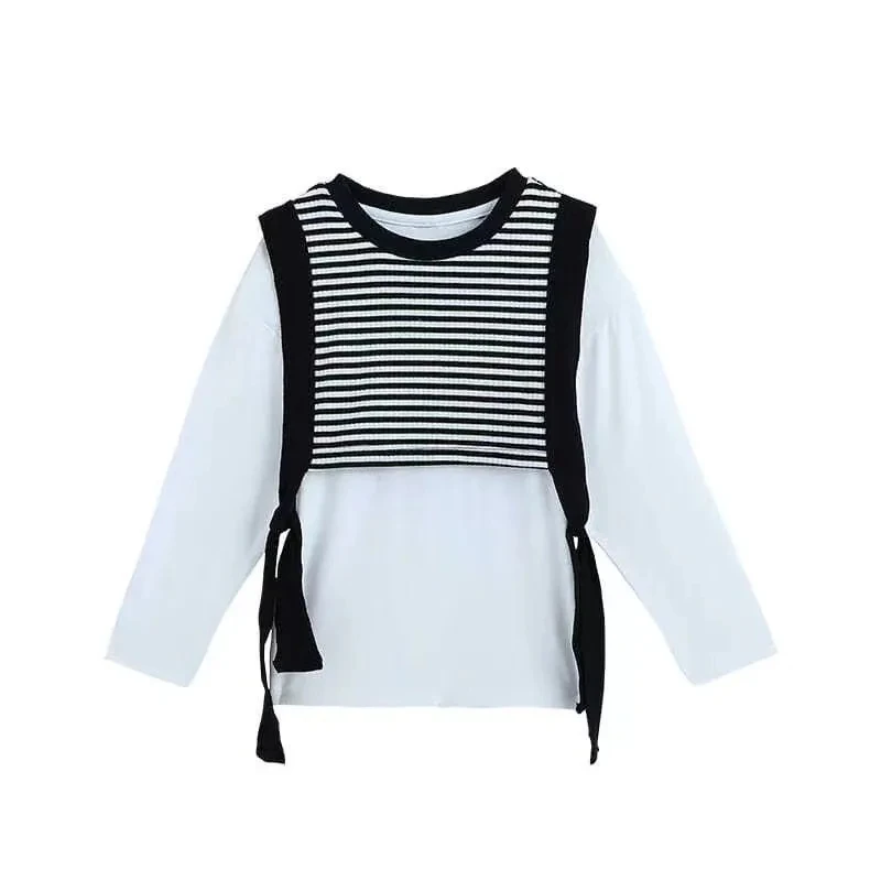 Girls autumn new children's baby kids girls striped T-Shirt fashion long sleeve spring tops fake two pieces fashion shirt P4 309
Girls autumn new children's baby kids girls striped T-Shirt fashion long sleeve spring tops fake two pieces fashion shirt P4 309