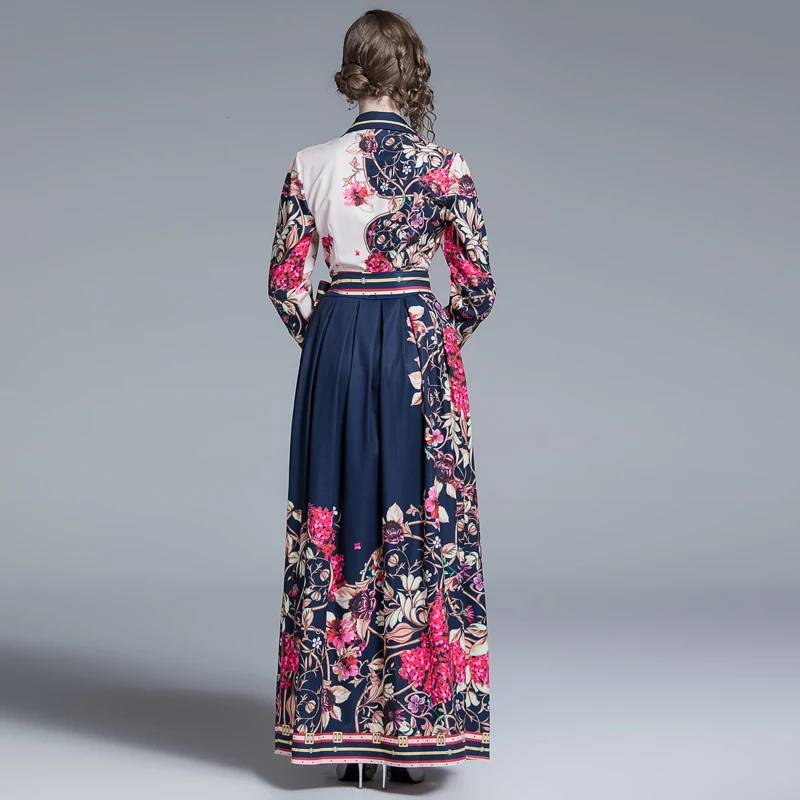 2020 Quality Runway Designer Spring Summer Long Maxi Dress Women's Shirt Charming Floral Stripe Print Pleated Vintage Dress
2020 Quality Runway Designer Spring Summer Long Maxi Dress Women's Shirt Charming Floral Stripe Print Pleated Vintage Dress