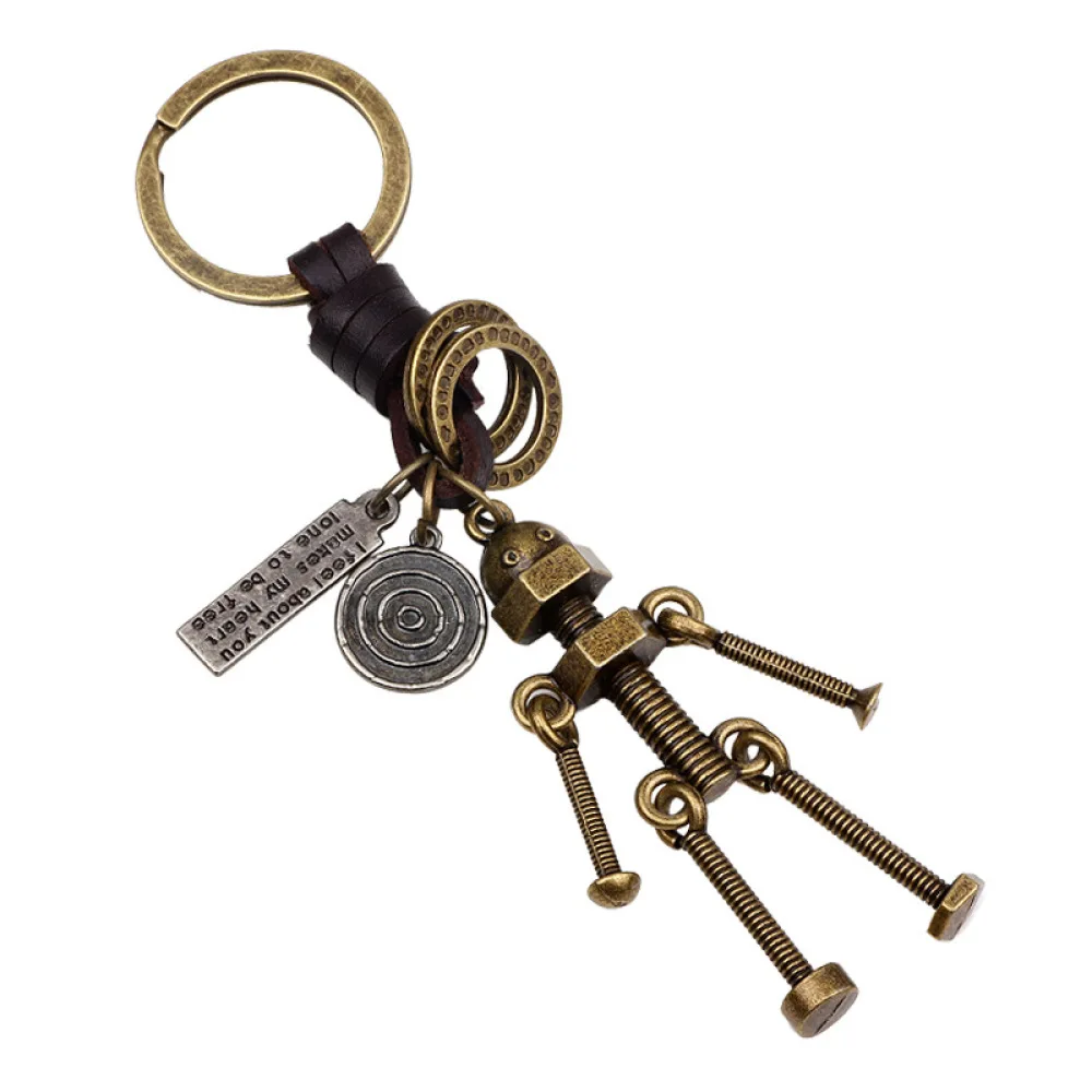MOFLO Punk Vintage Men Robot Keychain Copper Alloy Genuine Leather Key Chains Hand Made Keychain for Men Woman Car Bag Accessory
MOFLO Punk Vintage Men Robot Keychain Copper Alloy Genuine Leather Key Chains Hand Made Keychain for Men Woman Car Bag Accessory