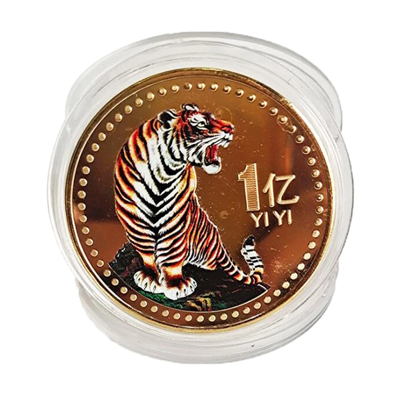 

Памятная монета тигра коллекционные монеты двенадцать знаков зодиака Тигр подарок Оригинальное Золото Серебро Красочные 2022 Китай новый го...