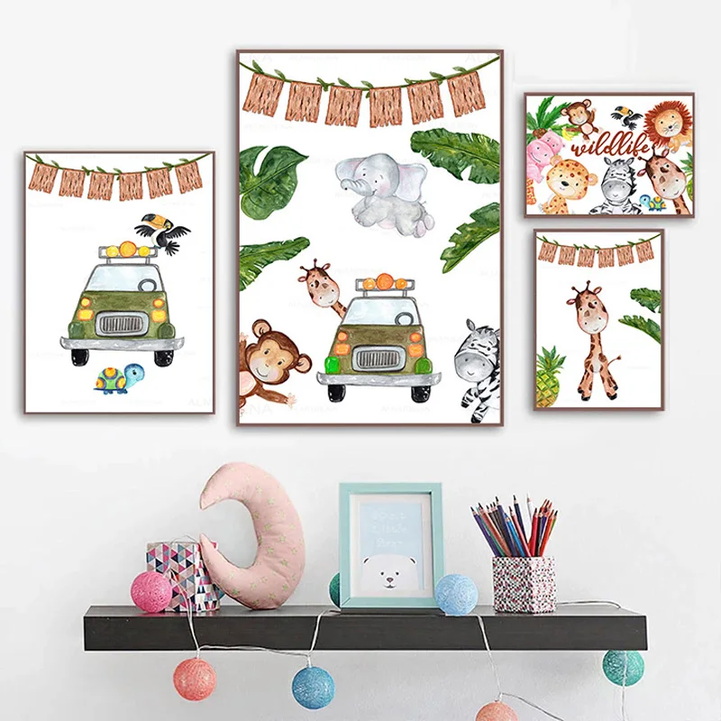 Cartoon Animals Car Nursery Poster Print Leaf Lion Zebra Giraffe Elephant Wall Art Tour Canvas Painting Decoration Kids Bedroom
Cartoon Animals Car Nursery Poster Print Leaf Lion Zebra Giraffe Elephant Wall Art Tour Canvas Painting Decoration Kids Bedroom