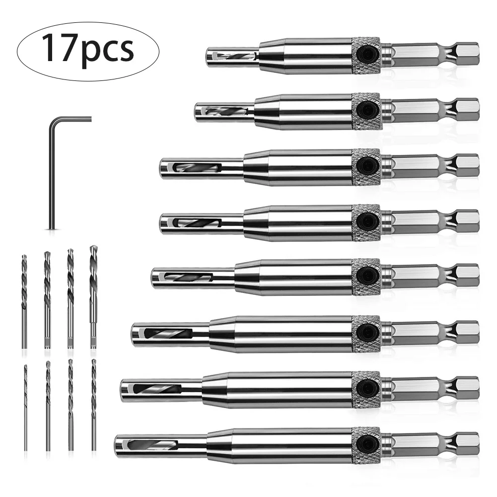 17 Pcs Self Centering Hinge Hardware Drill Bit Set 5/64 7/64 9/64 11/64 13/64 HSS Wood Tool Hole Saw Cabinet Tool Set Hex Key
17 Pcs Self Centering Hinge Hardware Drill Bit Set 5/64 7/64 9/64 11/64 13/64 HSS Wood Tool Hole Saw Cabinet Tool Set Hex Key