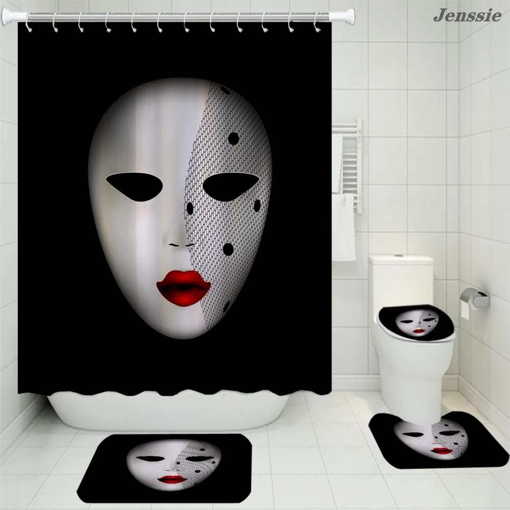 White Pain Mask Print Waterproof Shower Curtain Animal Series Floor Mat Carpet Toilet Lid Cover Bathroom Accessories For Home
White Pain Mask Print Waterproof Shower Curtain Animal Series Floor Mat Carpet Toilet Lid Cover Bathroom Accessories For Home