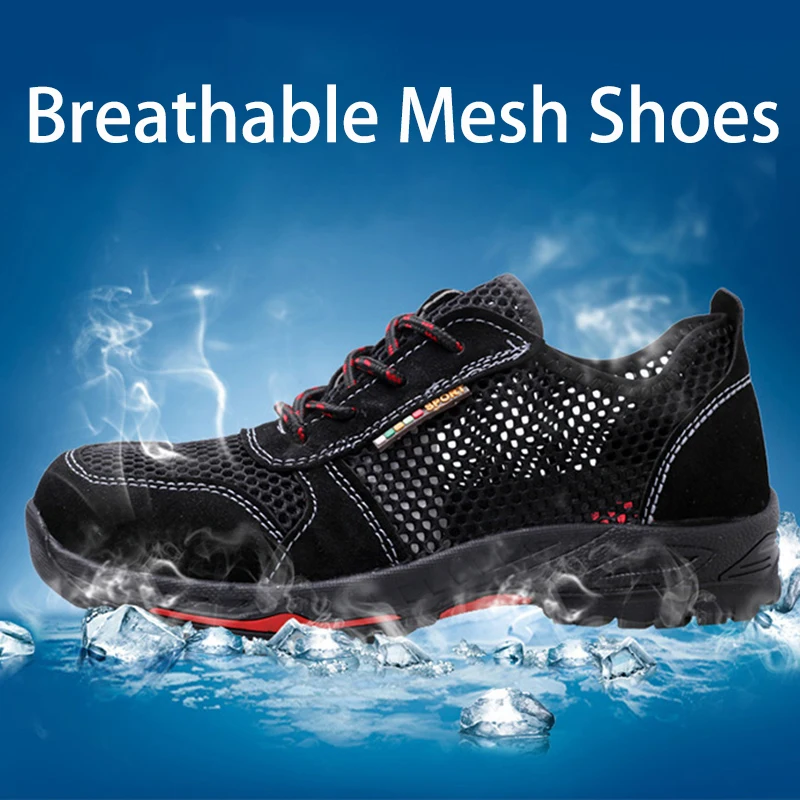 

Summer Steel Toe Work Shoes Men Safety Shoes Non Slip Anti-Smashing Industrial Shoes Anti-Mite Anti-Piercing Mesh Sports Sandals