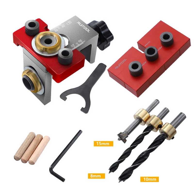 3 in 1 Adjustable Doweling Jig Woodworking Pocket Hole Jig With 8/10/15mm Drill Bit For Drilling Guide Locator Puncher Tools
3 in 1 Adjustable Doweling Jig Woodworking Pocket Hole Jig With 8/10/15mm Drill Bit For Drilling Guide Locator Puncher Tools
