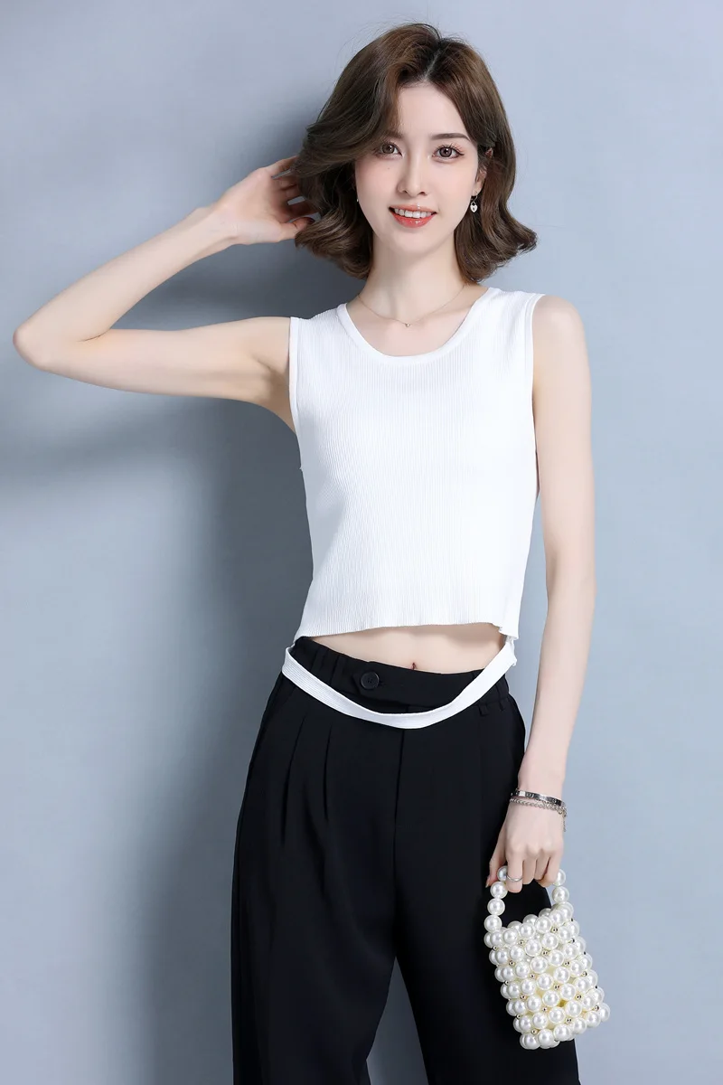 Knitted sleeveless T-shirt women's short navel ice silk top 2021 summer new Joker tops for women
Knitted sleeveless T-shirt women's short navel ice silk top 2021 summer new Joker tops for women