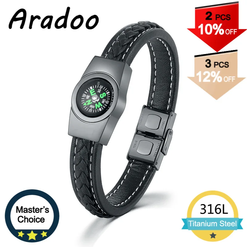 ARADOO Leather Bracelet Compass Bracelet Outdoor Sports Expert Bracelet Mountaineering Tool Wilderness Survival Jewelry
ARADOO Leather Bracelet Compass Bracelet Outdoor Sports Expert Bracelet Mountaineering Tool Wilderness Survival Jewelry