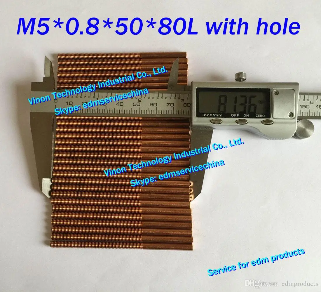 (10pcs/lot) M5*0.8*50*80mm Metric Copper Orbital Tapping Electrode with flushing hole for edm copper thread electrode M5
(10pcs/lot) M5*0.8*50*80mm Metric Copper Orbital Tapping Electrode with flushing hole for edm copper thread electrode M5