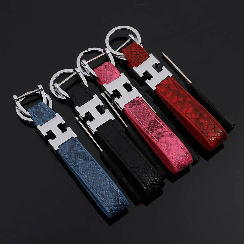 [ Best ] 2 PCS H letter crocodile leather Car key chain ring metal Waist hanging keychain pendant keyring accessories | Автомобили и
