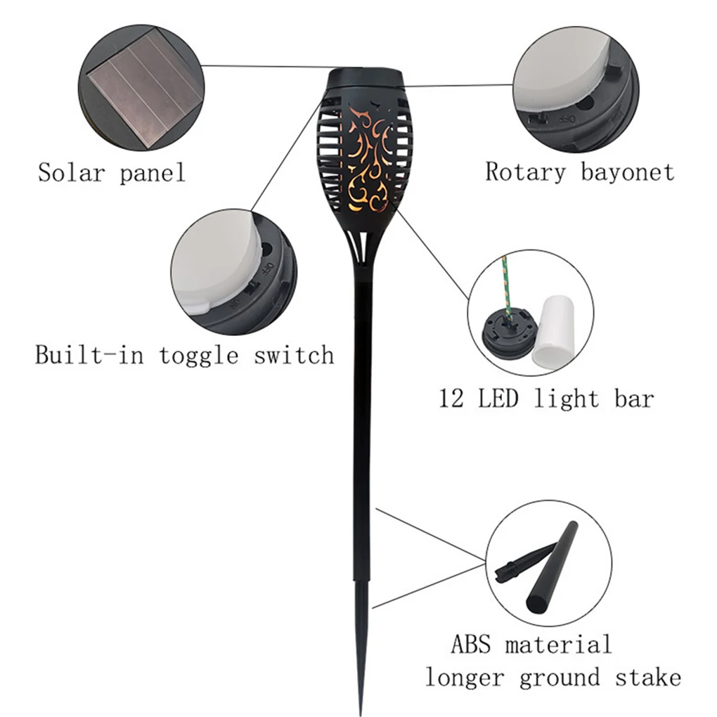 Outdoor Led Solar Lights Flickering Dancing Flame Torch Solar Lighting Waterproof Lamp For Garden Decoration Landscape Lawn Path
Outdoor Led Solar Lights Flickering Dancing Flame Torch Solar Lighting Waterproof Lamp For Garden Decoration Landscape Lawn Path