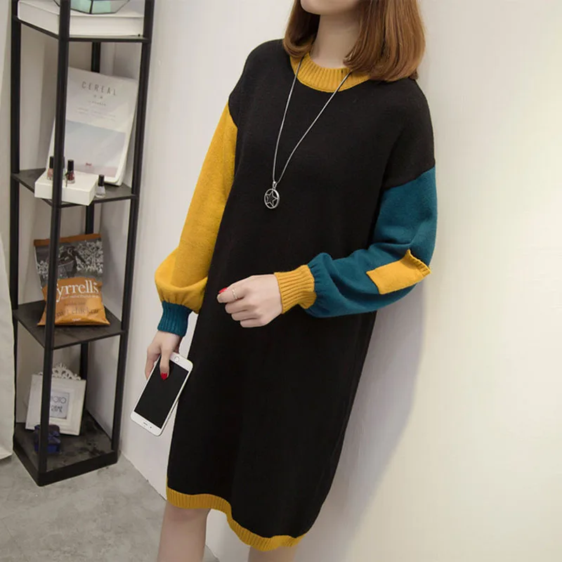 Autumn winter new round neck plus velvet bottoming dress large size women's mid-length lantern sleeve bottoming sweater A561
Autumn winter new round neck plus velvet bottoming dress large size women's mid-length lantern sleeve bottoming sweater A561