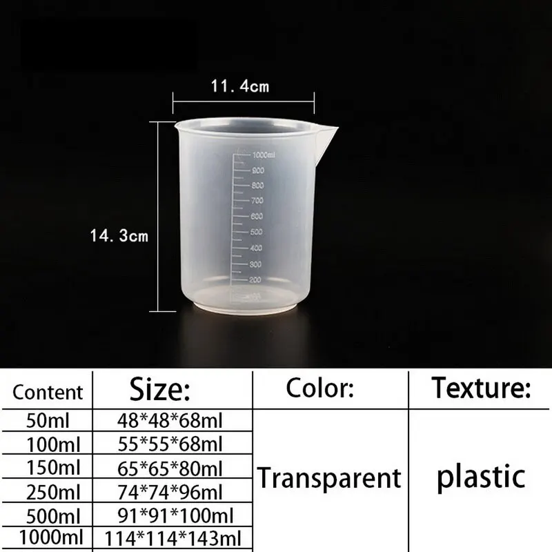 20ml / 30ml /50ml /300ml /500ml/1000ml Plastic Graduated Measuring Cup For Baking Beaker Laboratory Supplies
20ml / 30ml /50ml /300ml /500ml/1000ml Plastic Graduated Measuring Cup For Baking Beaker Laboratory Supplies