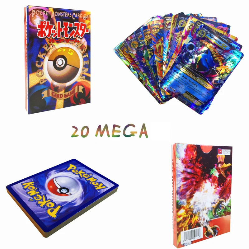 TAKARA TOMY Покемон флеш карты оригинал 20 шт. Мега чехол карта 3D версия коллекционный
