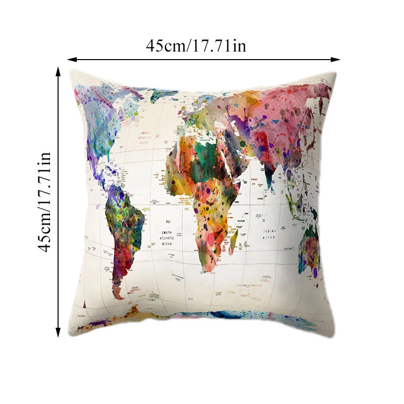 Inches Watercolor Vintage Style Cushion Cover world map Pattern 45*45cm Square Throw Pillows Covers Car Sofa Home Pillow Case
Inches Watercolor Vintage Style Cushion Cover world map Pattern 45*45cm Square Throw Pillows Covers Car Sofa Home Pillow Case