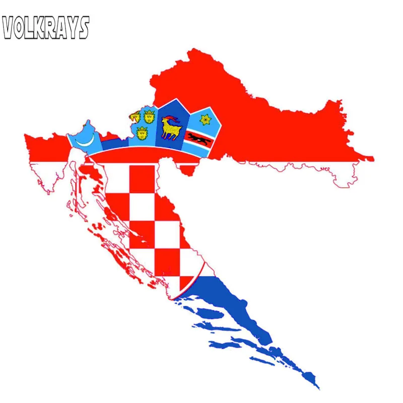 

Volkrays Creative Car Sticker Croatia Map Flag Accessories Reflective Waterproof Cover Scratches Sunscreen Vinyl Decal,12cm*13cm