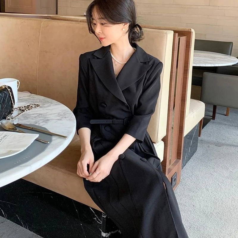 Korejpaa Women Dress 2021 Summer Korean Chic Ladies French Elegant Temperament Lapel Double-Breasted Waist Suit Pleated Vestidos
Korejpaa Women Dress 2021 Summer Korean Chic Ladies French Elegant Temperament Lapel Double-Breasted Waist Suit Pleated Vestidos