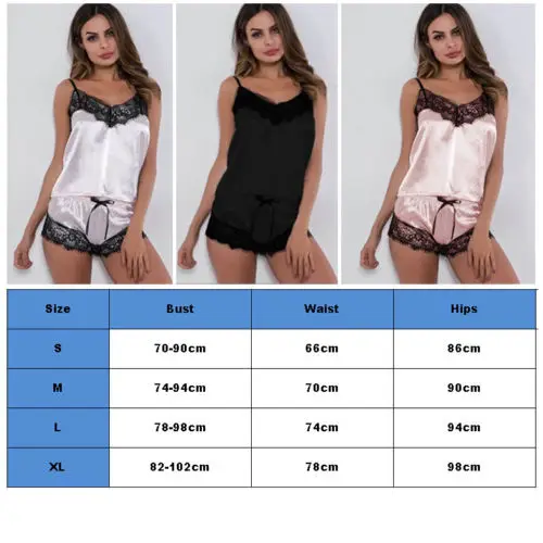 2Pcs/Set Women Sexy Satin Lingerie Underwear Babydoll Nightwear Sleepwear Strap Solid Color Lace Pajama Sets Sleepwear Nightwear 
2Pcs/Set Women Sexy Satin Lingerie Underwear Babydoll Nightwear Sleepwear Strap Solid Color Lace Pajama Sets Sleepwear Nightwear