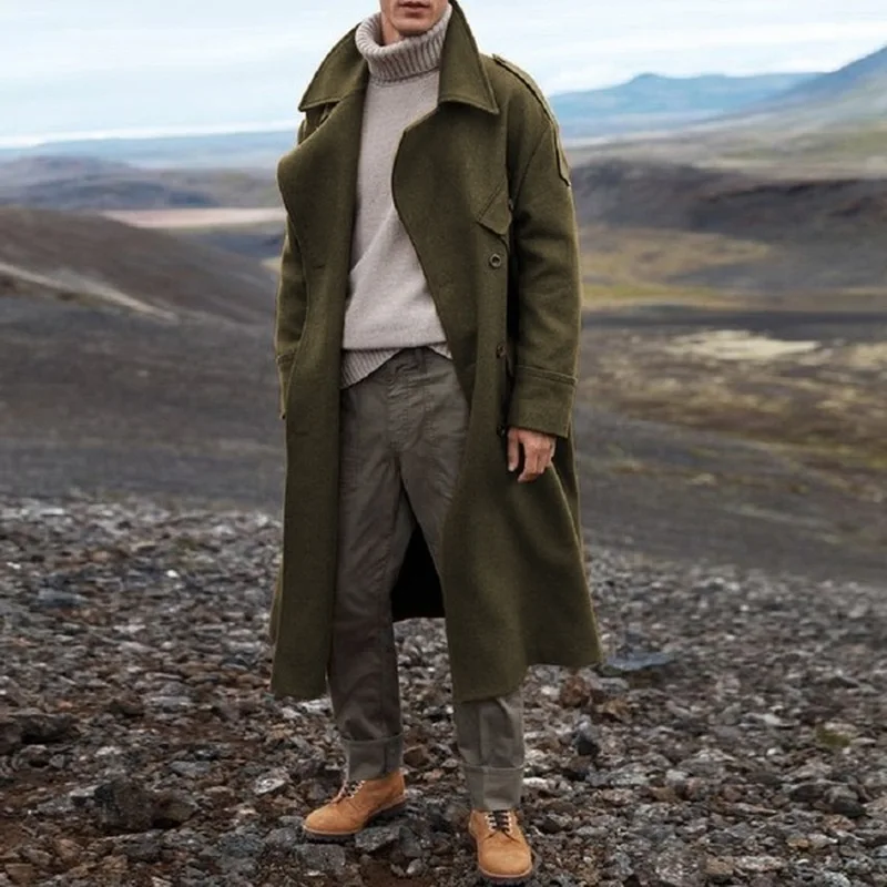 Retro Blends Winter Coat Men Long Trench Casual Brown Warm Wool Coat Streetwear Trench Jacket Outerwear Blends Coat 2021
Retro Blends Winter Coat Men Long Trench Casual Brown Warm Wool Coat Streetwear Trench Jacket Outerwear Blends Coat 2021