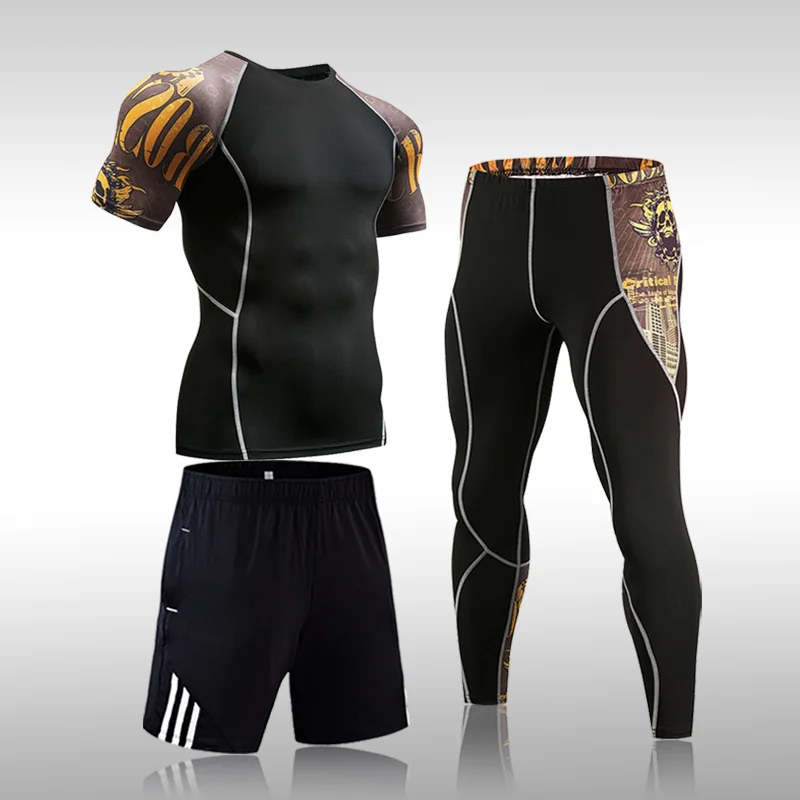 Quality 3 Pcs/Sets Men's Sportswear Short Sleeve T-Shirt Work Out Compression Suit Gym Elastic Tracksuit All Workout Running Set
Quality 3 Pcs/Sets Men's Sportswear Short Sleeve T-Shirt Work Out Compression Suit Gym Elastic Tracksuit All Workout Running Set