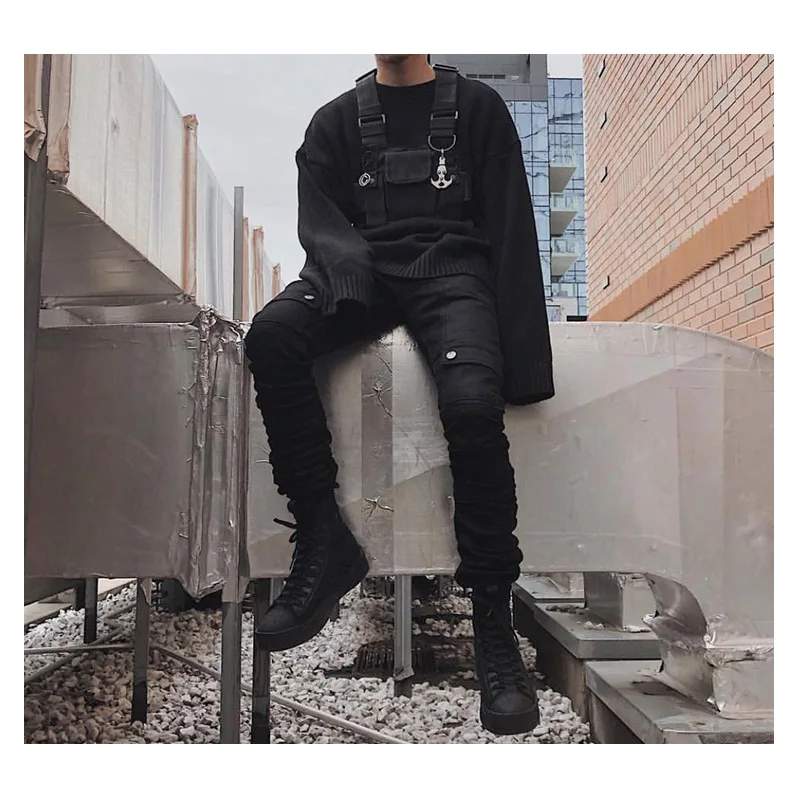 

adjustable Black Vest Hip Hop Streetwear Functional Tactical Harness Chest Rig Kanye West Waist Pack Chest Bag Fashion Nylon c5