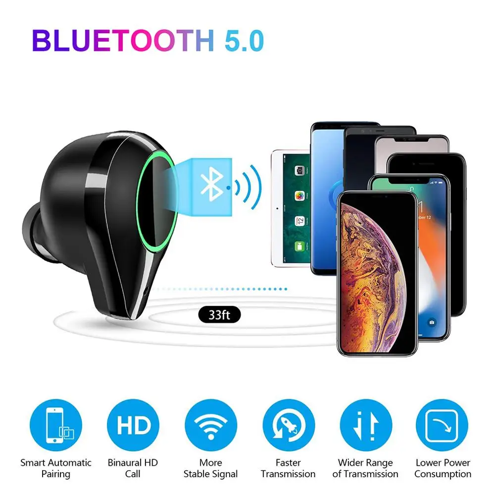 TWS 5.0 Bluetooth Headphones 9D Stereo HiFi Wireless Earphone IPX7 Waterproof 7000mAh Power Bank With Microphone for huawei gift
TWS 5.0 Bluetooth Headphones 9D Stereo HiFi Wireless Earphone IPX7 Waterproof 7000mAh Power Bank With Microphone for huawei gift