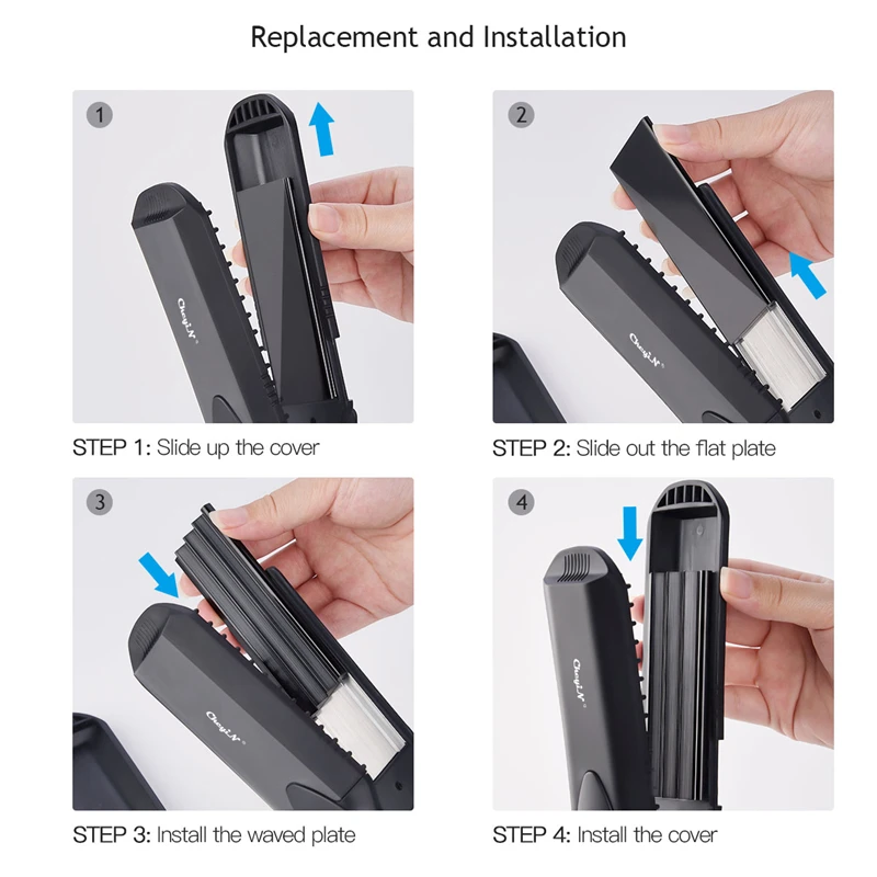 

Interchangeable 4 in 1 Fast Hair Straightener Corn Wave Plate Electric Hair Crimper Large To Small Waver Corrugated Flat Iron 42
