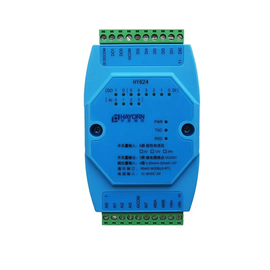 Switch quantity analog input relay output integrated module MODBUS protocol 485 communication four-terminal isolation Relay 2DO
Switch quantity analog input relay output integrated module MODBUS protocol 485 communication four-terminal isolation Relay 2DO