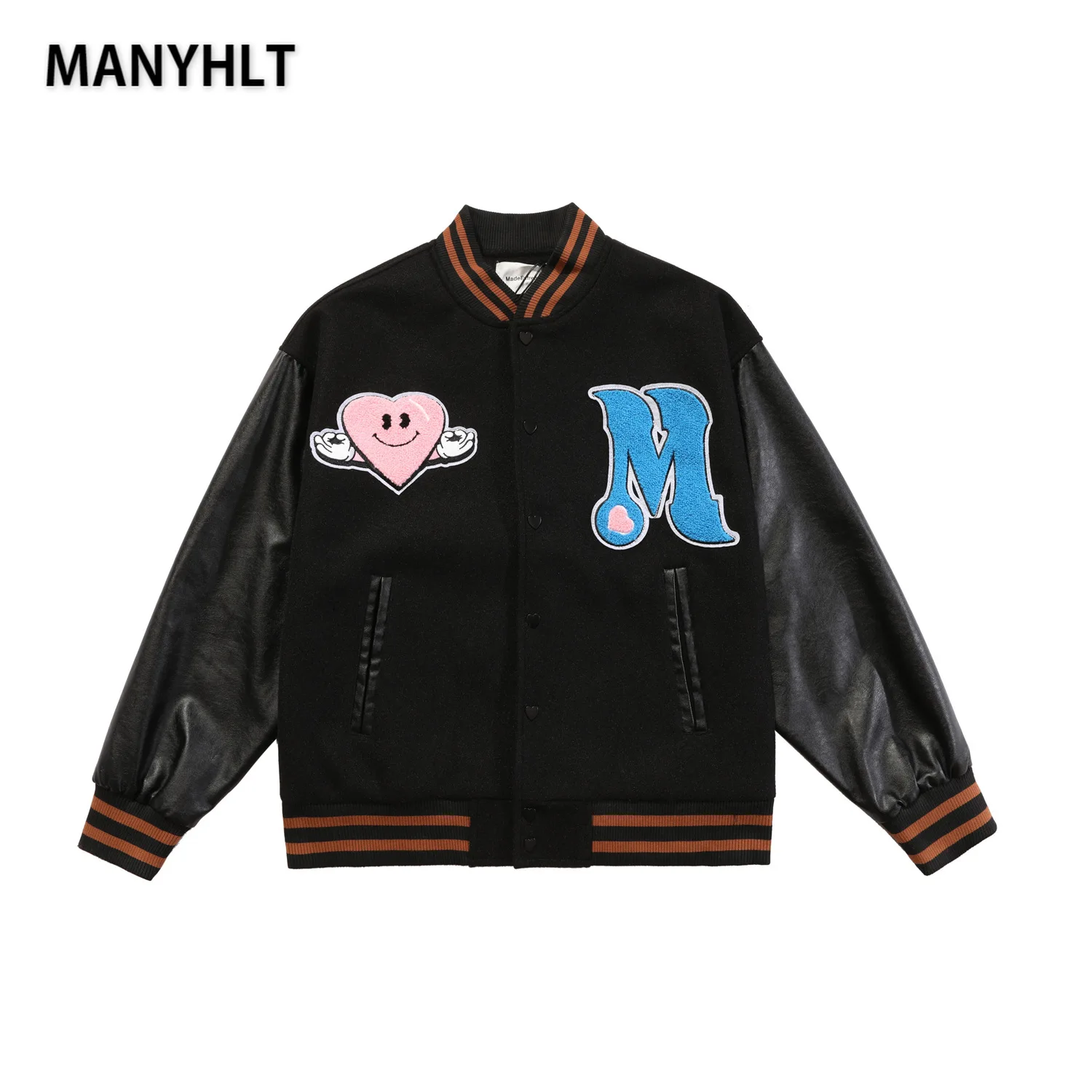Men's Jacket Autumn Synthetic Leather Sleeves Flocking Stitching Embroidery Streetwear Baseball Motorcyclist Casual Loose Coat
Men's Jacket Autumn Synthetic Leather Sleeves Flocking Stitching Embroidery Streetwear Baseball Motorcyclist Casual Loose Coat