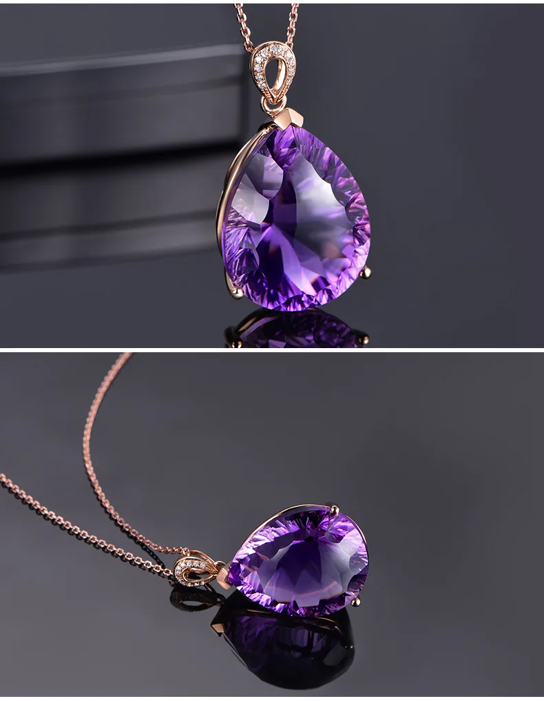 Natural Amethyst Pendant For Women Rose Gold Color Necklace Water Drop Purple Gemstone Crystal Charm Necklace Fine Jewelry Gift
Natural Amethyst Pendant For Women Rose Gold Color Necklace Water Drop Purple Gemstone Crystal Charm Necklace Fine Jewelry Gift