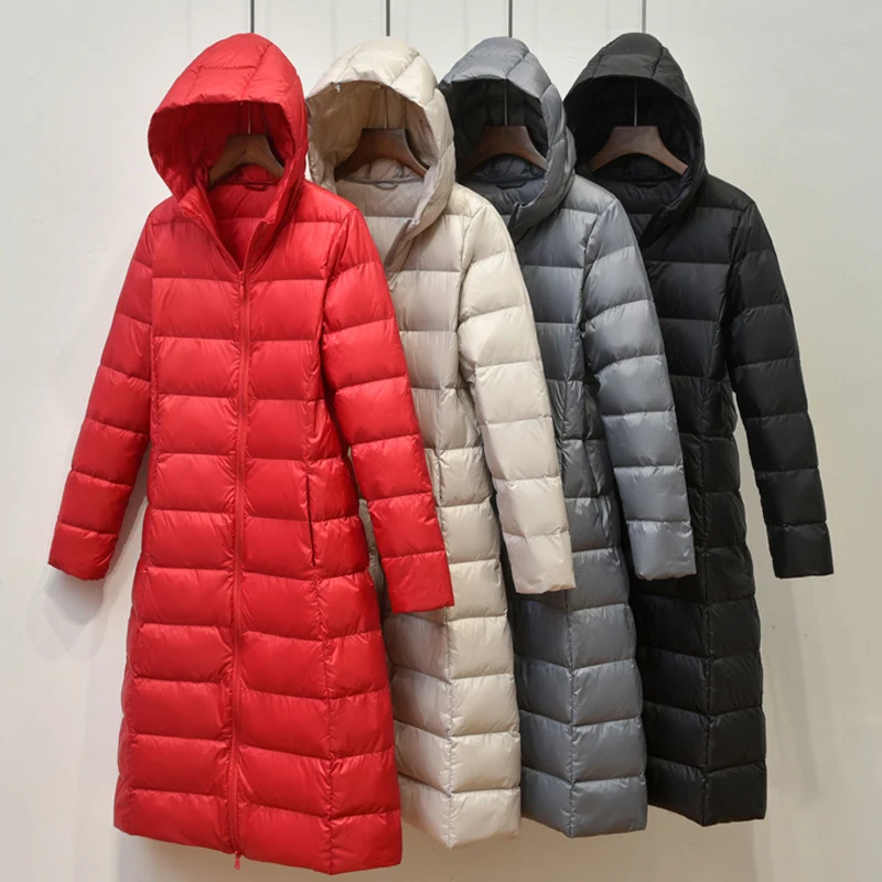 Autumn Winter Long White Duck Down Coat Women Puffer Jackets Ultra Light Female Hooded Solid Color Slim Outerwear
Autumn Winter Long White Duck Down Coat Women Puffer Jackets Ultra Light Female Hooded Solid Color Slim Outerwear