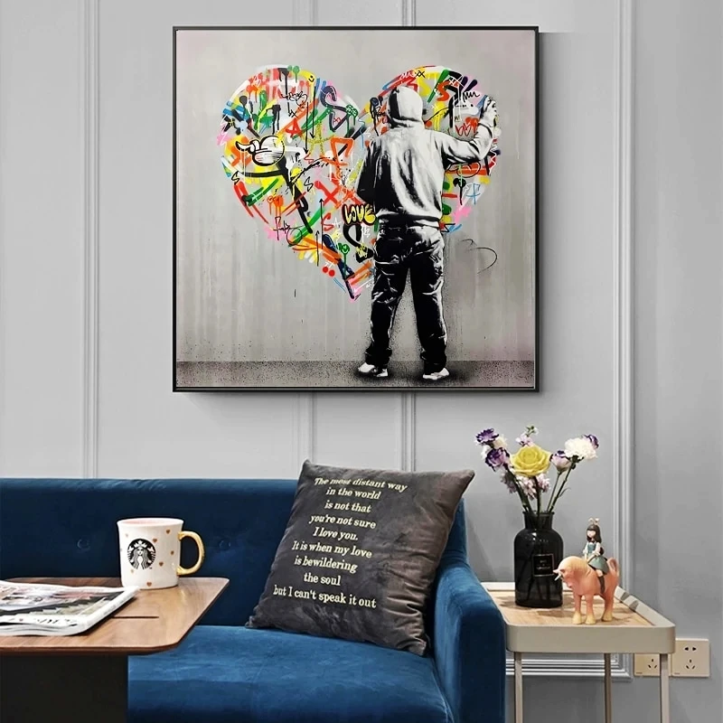 Graffiti Art of Guy Behind The Love Canvas Paintings on The Wall Art Posters and Prints Modern Street Art Pictures Home Cuadros
Graffiti Art of Guy Behind The Love Canvas Paintings on The Wall Art Posters and Prints Modern Street Art Pictures Home Cuadros