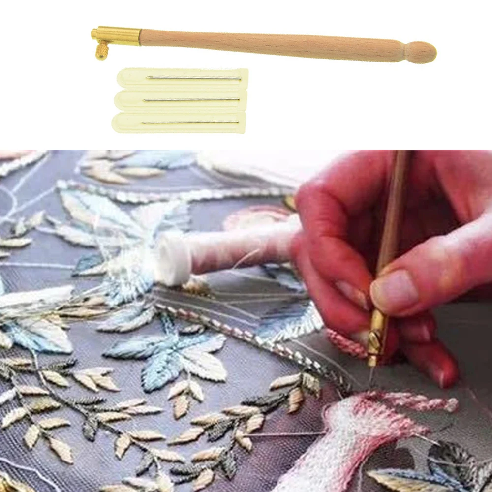 Tambour Crochet Hooks Knitting Tools With 3 Needles Wooden Handle French Crochet Embroidery Beading Hoop Sewing Accessories
Tambour Crochet Hooks Knitting Tools With 3 Needles Wooden Handle French Crochet Embroidery Beading Hoop Sewing Accessories