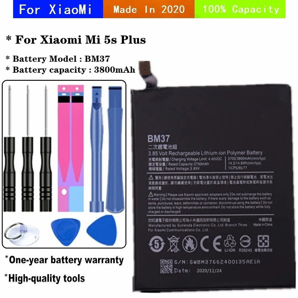 3800mAh BM37 Battery For Xiaomi 5S Plus Mi5S Plus Mobile Phone Battery High Capacity 3800mAh Batteries + Tools
3800mAh BM37 Battery For Xiaomi 5S Plus Mi5S Plus Mobile Phone Battery High Capacity 3800mAh Batteries + Tools