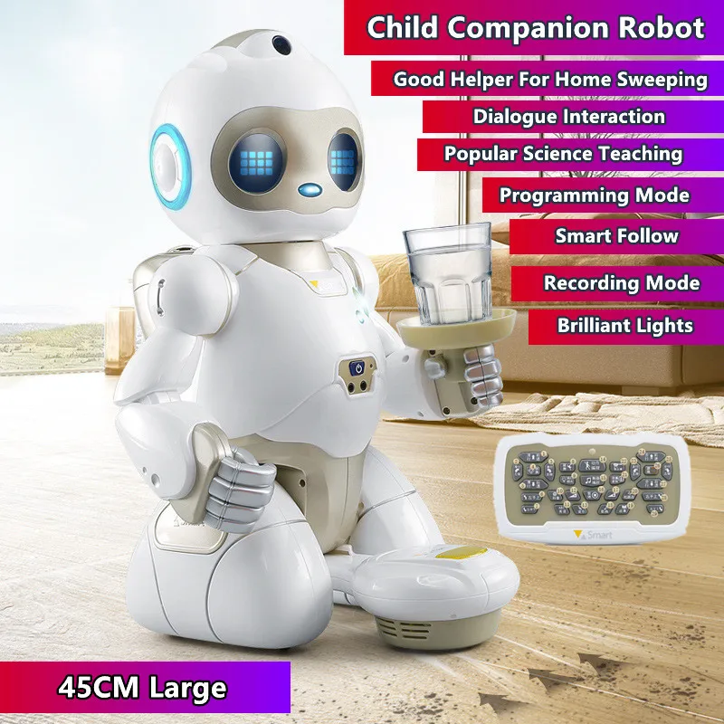 45CM Home Sweeper Robot RC Robot Dialogue Learning Interactive Intelligent Follow Brilliant Lighting Recording Mode Electric Toy
45CM Home Sweeper Robot RC Robot Dialogue Learning Interactive Intelligent Follow Brilliant Lighting Recording Mode Electric Toy