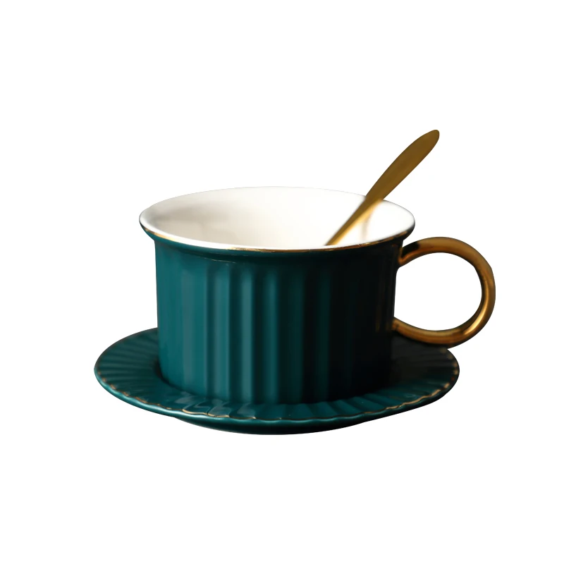 

Современный Креативный набор чайных чашек фарфоровая многоразовая керамическая кофейная чашка блюдце ложка Экологичная Xicaras кухонные при...