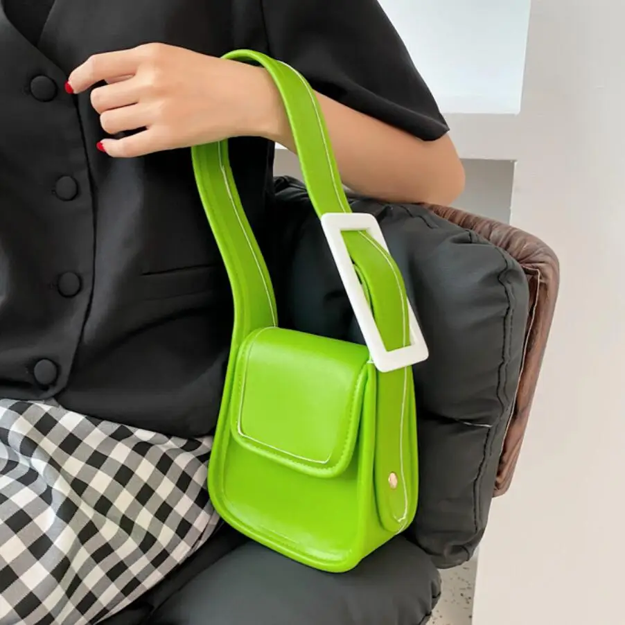 Однотонная квадратная сумка для подмышек Новинка лета 2021 женская дизайнерская