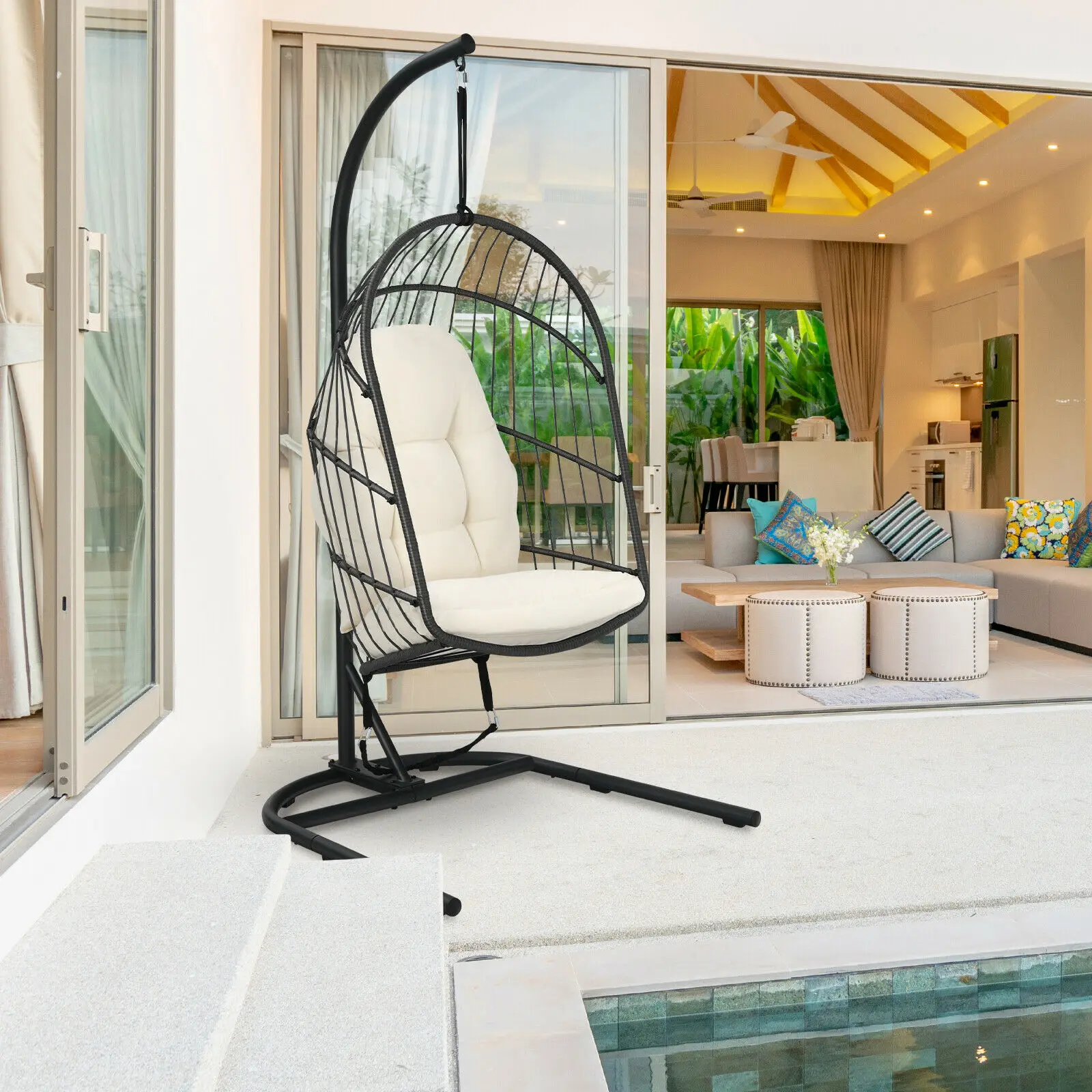Patiojoy Hanging Wicker Egg Chair w/ Stand Cushion Foldable Outdoor Indoor Beige/Gray NP10111
Patiojoy Hanging Wicker Egg Chair w/ Stand Cushion Foldable Outdoor Indoor Beige/Gray NP10111