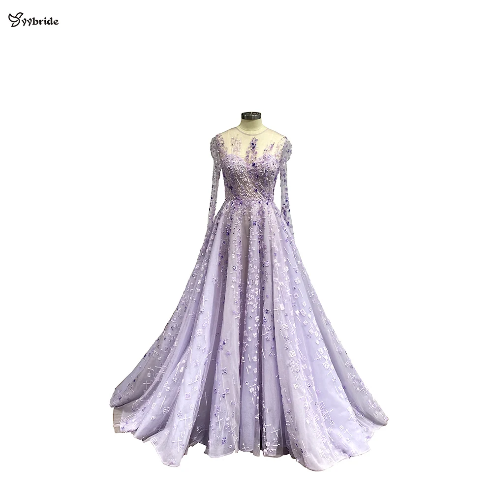 YYbride Lavender Color O-Neck Long Sleeves Backless A-Line Floor Length Luxury Hand Sewing Crystals Customized Evening Dresses
YYbride Lavender Color O-Neck Long Sleeves Backless A-Line Floor Length Luxury Hand Sewing Crystals Customized Evening Dresses