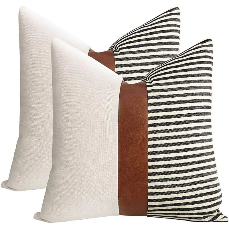 Set Of 2 Farmhouse Decor Stripe Patchwork Linen Boho Throw Pillow Covers, Modern Pillow Covers 18X18 Inch
Set Of 2 Farmhouse Decor Stripe Patchwork Linen Boho Throw Pillow Covers, Modern Pillow Covers 18X18 Inch