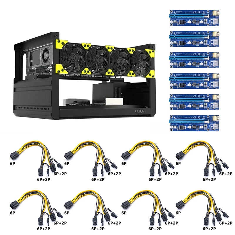 ETH Frame Rig 6 GPU T2 Bitcoin Miner Mining Rig Aluminum Stackable Case and Adapter Board Power Cable for Bitcon Miner Kit
ETH Frame Rig 6 GPU T2 Bitcoin Miner Mining Rig Aluminum Stackable Case and Adapter Board Power Cable for Bitcon Miner Kit