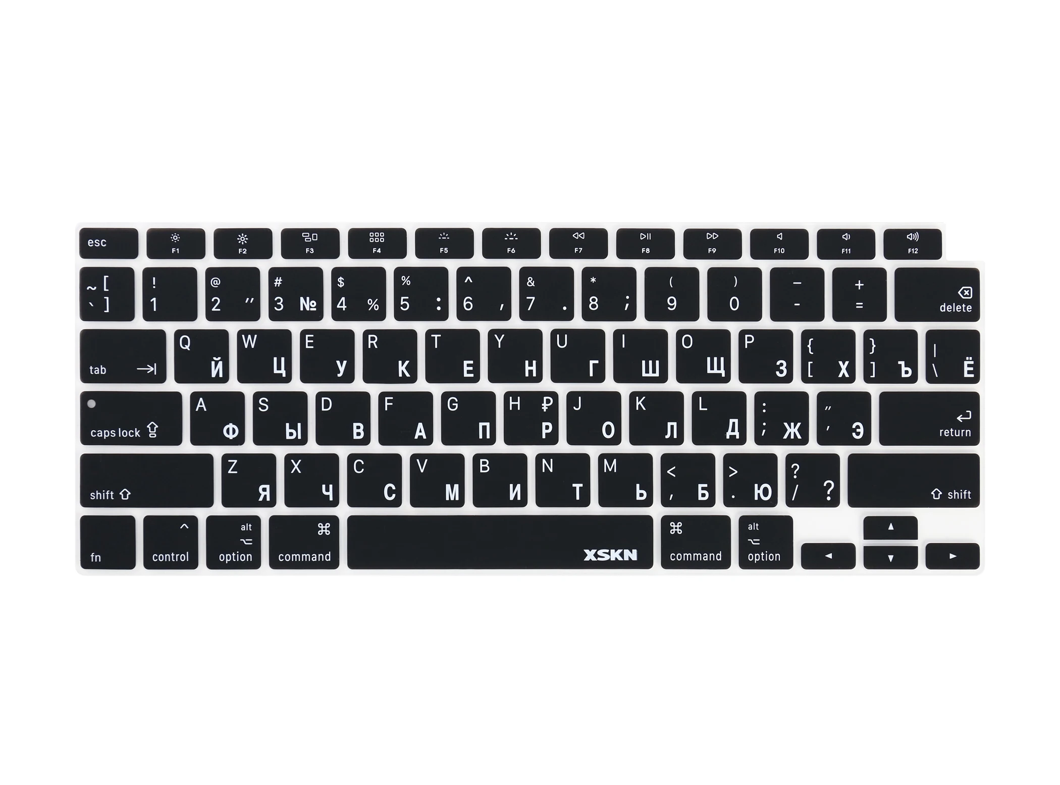 XSKN Russian Language Black Silicone Keyboard Cover Skin for New MacBook Air 13.3" with Touch ID A2179/A2337 M1 US Version 
XSKN Russian Language Black Silicone Keyboard Cover Skin for New MacBook Air 13.3" with Touch ID A2179/A2337 M1 US Version
