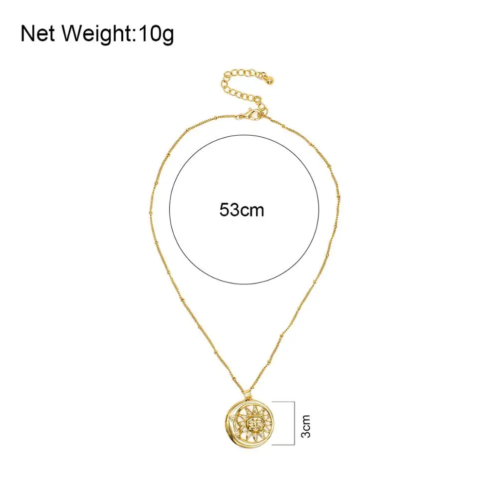 Lifefontier Fashion Gold Color Metal Chain Necklace Moon and Sun Pendant Long Necklace Collar for Women Statement Jewelry Gift
Lifefontier Fashion Gold Color Metal Chain Necklace Moon and Sun Pendant Long Necklace Collar for Women Statement Jewelry Gift