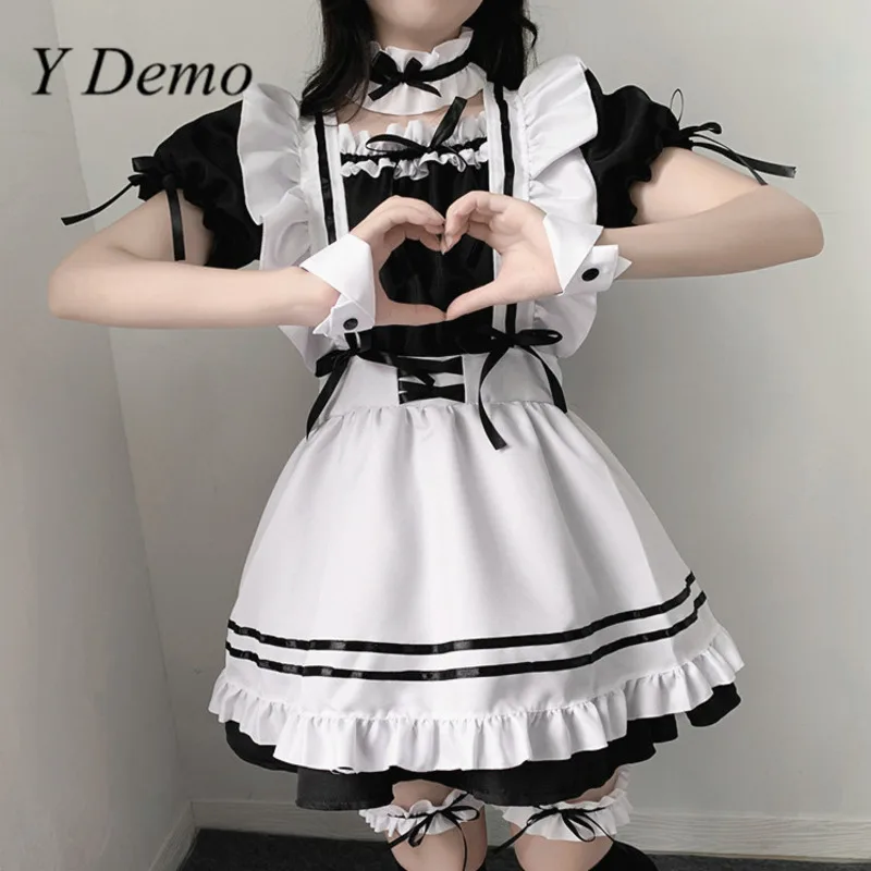 Женское платье горничной в стиле Харадзюку, с квадратным вырезом и пышными рукавами 
Женское платье горничной в стиле Харадзюку, с квадратным вырезом и пышными рукавами