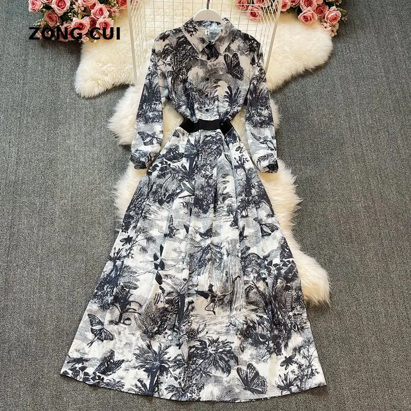 Vintage elegant ink painting maxi dress women's elegant temperament high waist long sleeve oversized A-line dress big swing Robe
Vintage elegant ink painting maxi dress women's elegant temperament high waist long sleeve oversized A-line dress big swing Robe