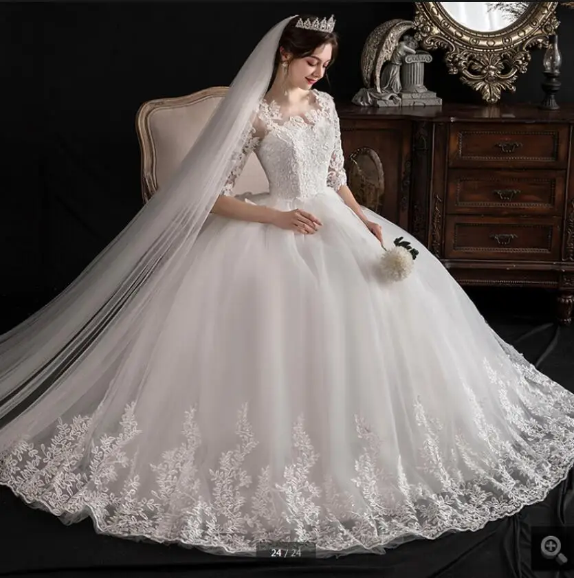 Robe de mariage 2021 white tulle vintage ball gown wedding dresses half sleeve lace appliques princess modest bridal gowns
Robe de mariage 2021 white tulle vintage ball gown wedding dresses half sleeve lace appliques princess modest bridal gowns