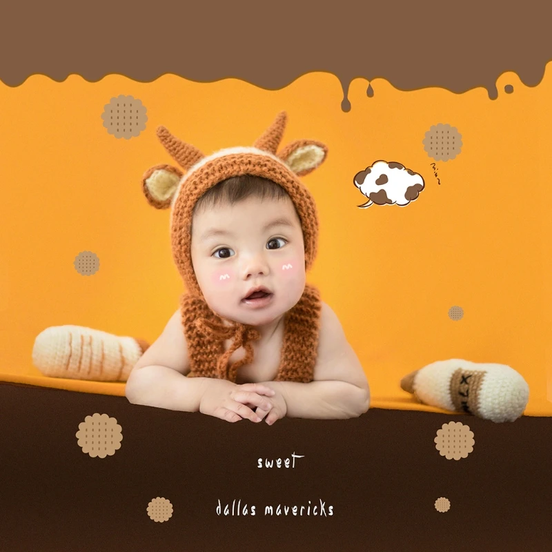 Baby Crochet Cow Hat Bonnet Beanies Romper Set Newborn Photography Props Outsuits Infants Photo Shooting Posing Accessories
Baby Crochet Cow Hat Bonnet Beanies Romper Set Newborn Photography Props Outsuits Infants Photo Shooting Posing Accessories