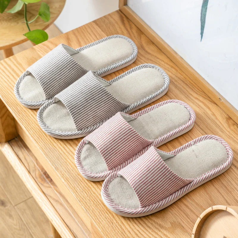 

Four seasons linen slippers men's summer home antiskid home indoor men's cotton linen silent cool slippers absorb sweat